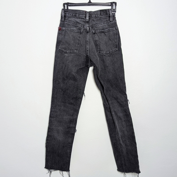 Urban Outfitters BDG Slim Straight Jeans High Waisted Patch Knees Black Size 24 - Picture 7 of 9